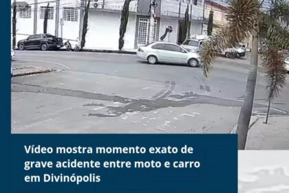 Vídeo mostra momento exato de grave acidente entre moto e carro em Divinópolis