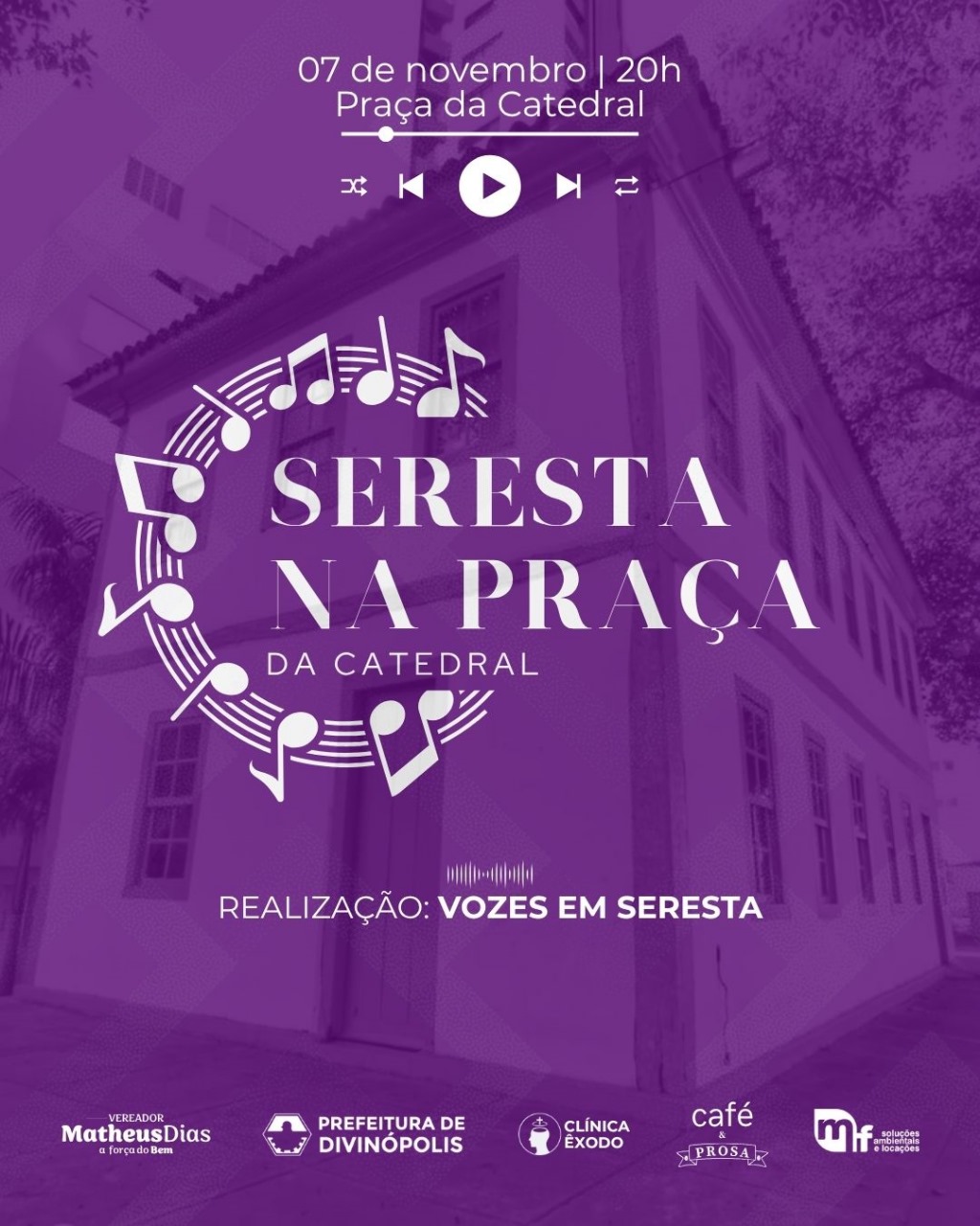 Com apoio do vereador Matheus Dias, Seresta na Praça volta a encantar Divinópolis, nesta sexta-feira