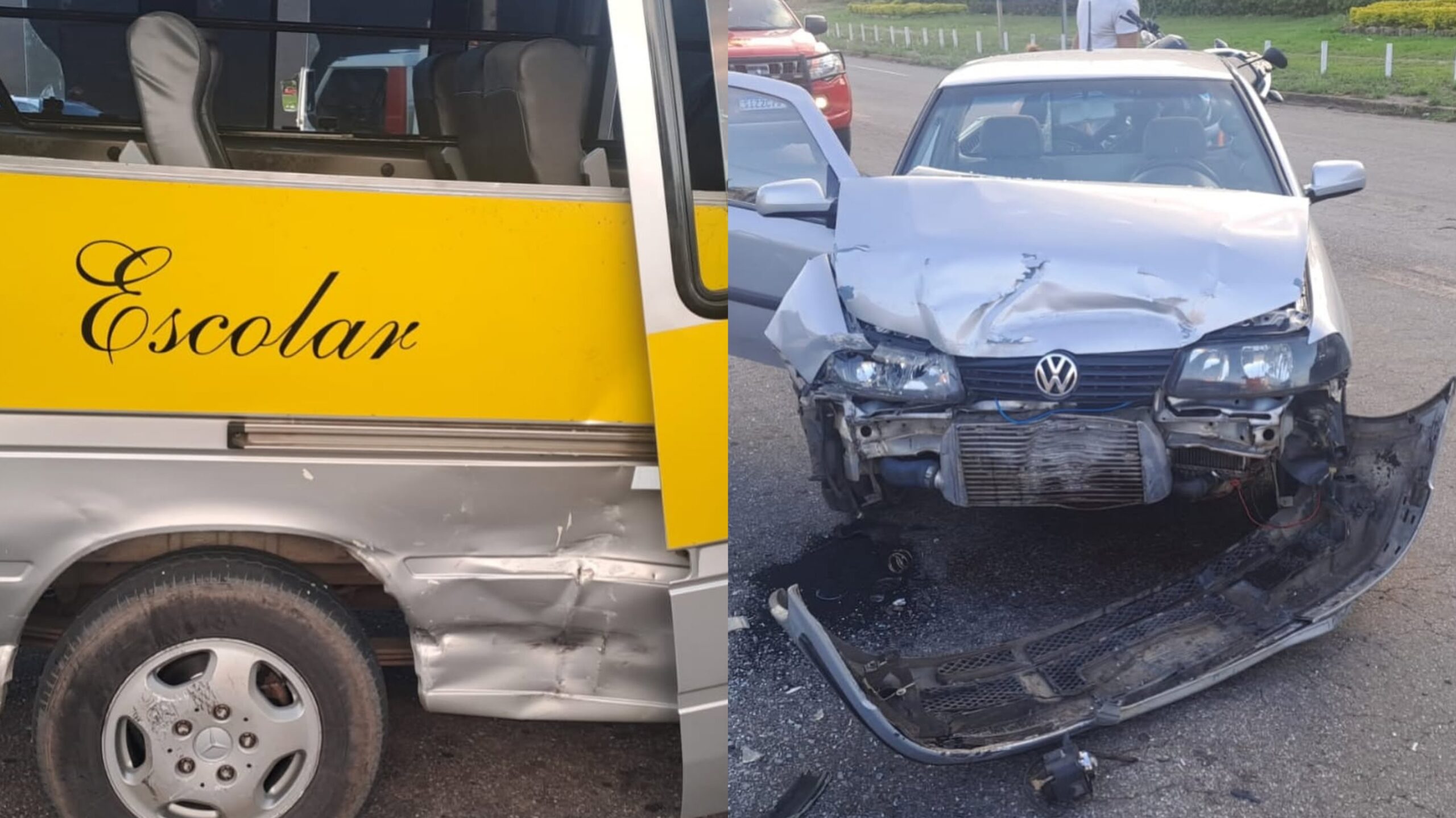 Van com 11 ocupantes e Saveiro colidem na MG-431; vítimas são levadas ao Hospital Manoel Gonçalves, em Itaúna