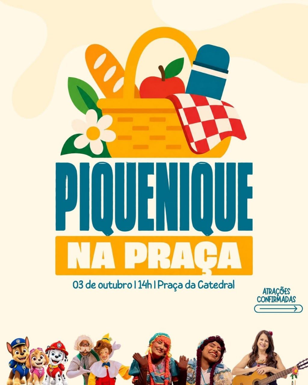 Evento gratuito viabilizado por Matheus Dias traz Pinóquio e Patrulha Canina para Divinópolis